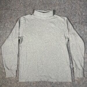 Lands End Turtleneck Shirt Mens S Gray Long Sleeve Cotton Jersey Top Stretch